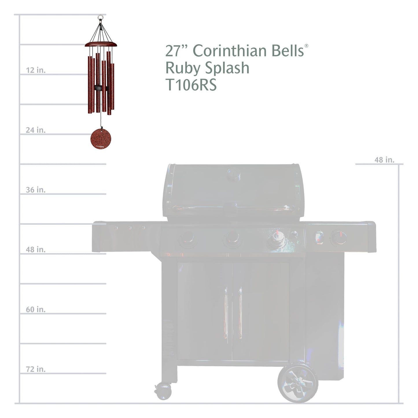 Corinthian Bells by Wind River - 27 inch Ruby Splash Wind Chime for Patio, Backyard, Garden, and Outdoor Decor (Aluminum Chime) Made in the USA