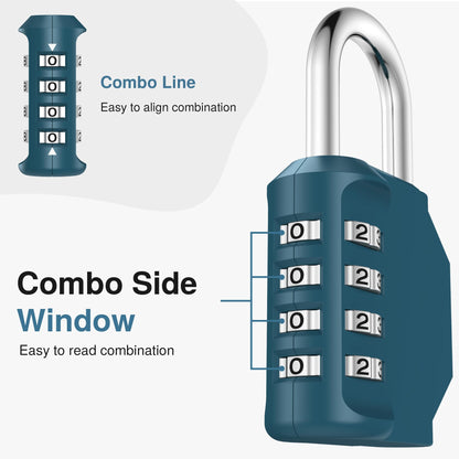 Puroma Combination Lock 4 Digit Waterproof Locker Locks Secure Outdoor Padlock for Gym Lockers, Toolboxes, Gates, Fences, Storage, Sports Locker (Peacock Blue)