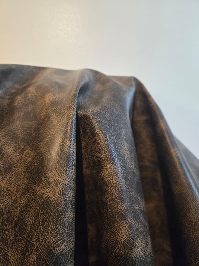 Brown Vintage Distressed Soft Faux Leather Fabric PU Peta Approved Vegan
