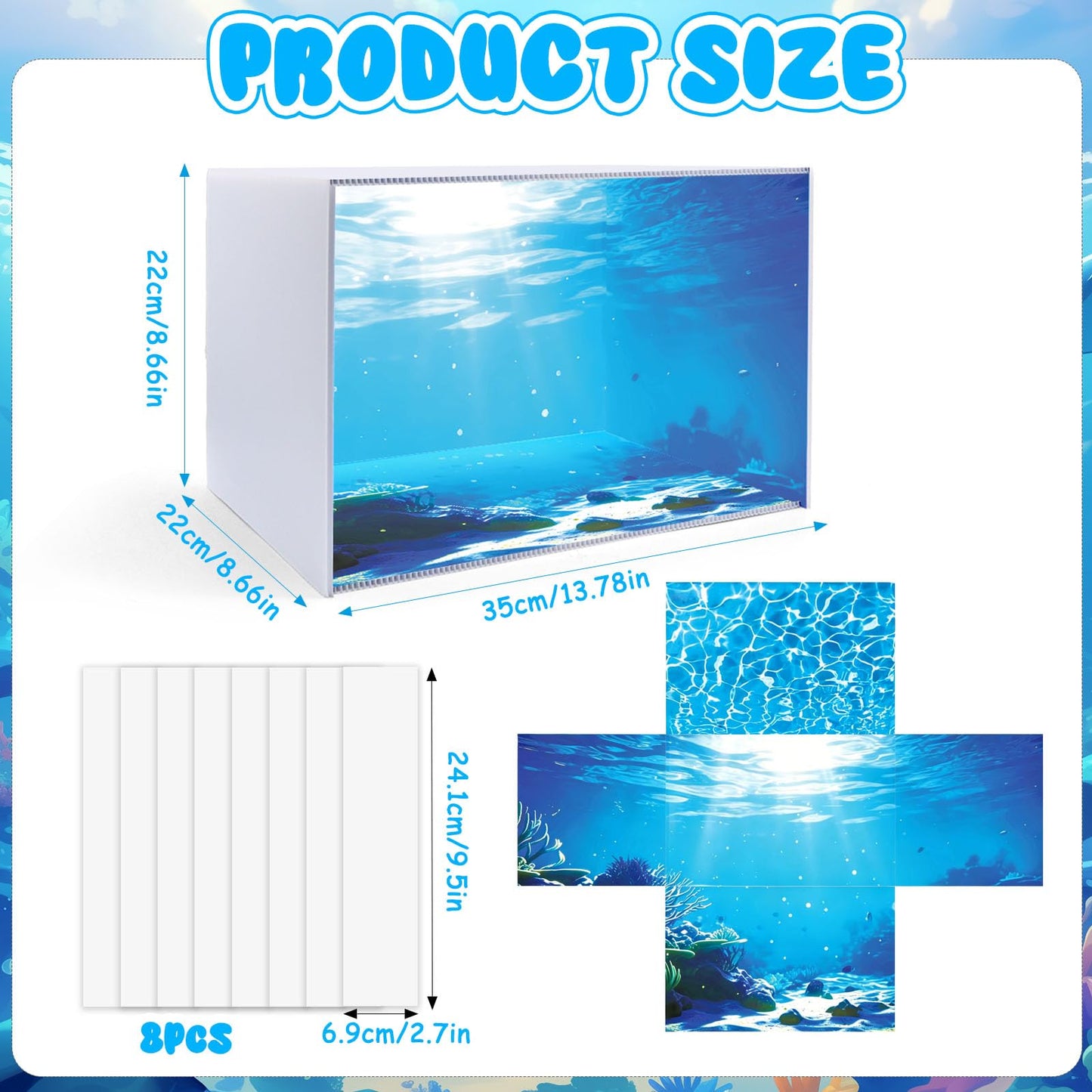 Ocean Diorama Kit, Ocean Habitat Project Supplies with Diorama Box, Sea Animals Figures, Seagrass, Decorative Crystal Pebbles, Sands, Sea Animal Habitat Diorama Kit for Gifts DIY Crafts