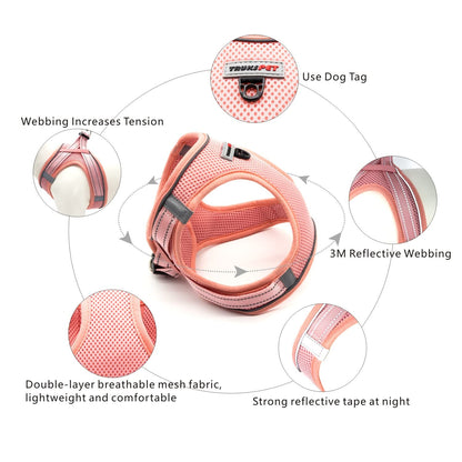 TRUKSPET Dog Harness and Leash Set, Step in no Pull Dog Harness Adjustable Reflective Padded Mesh Fabric Dog Vest for Extra-Small/Small Medium Dogs and Cats-XS-Pink