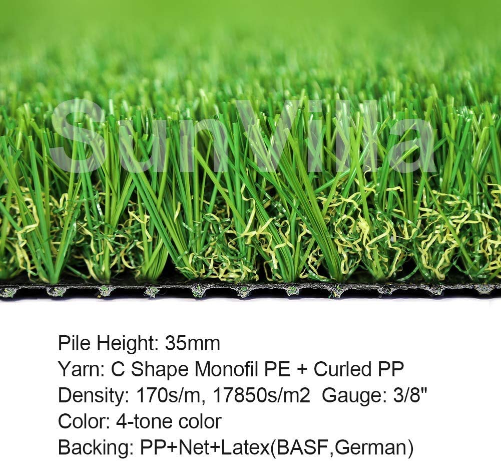 SunVilla 2'x94' Artificial Grass Realistic, [Customized Sizes] Grass Height 1 3/8" Indoor/Outdoor Artificial Grass/Turf Many Sizes 2FTx94FT (188 Square FT)