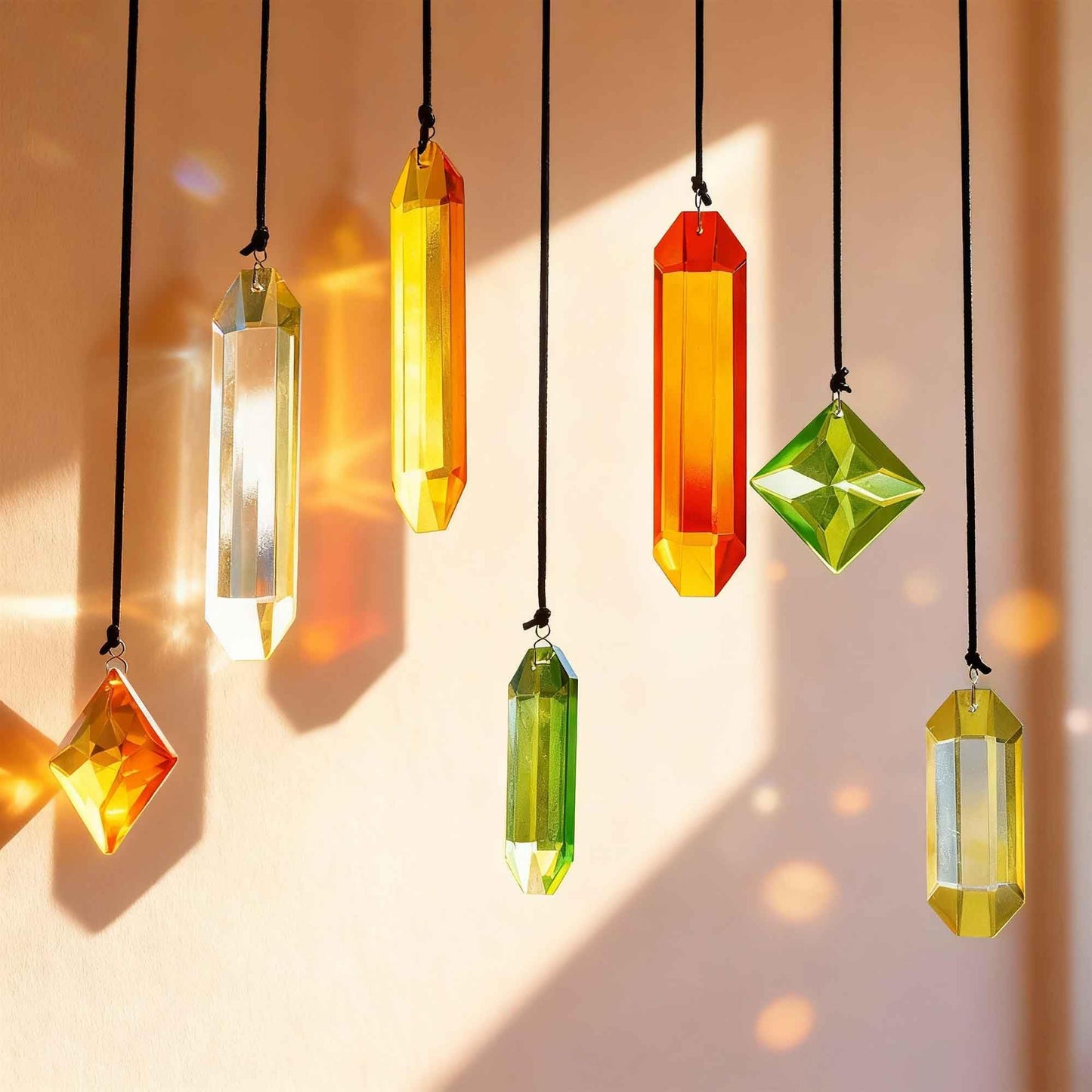 HDCRYSTALGIFTS 7PCS Crystal Prisms Suncatcher for Window Hanging, Rainbow Sun Catchers Indoor Window, Home Garden Thanksgivng Day Christmas Decorations (Season Design)