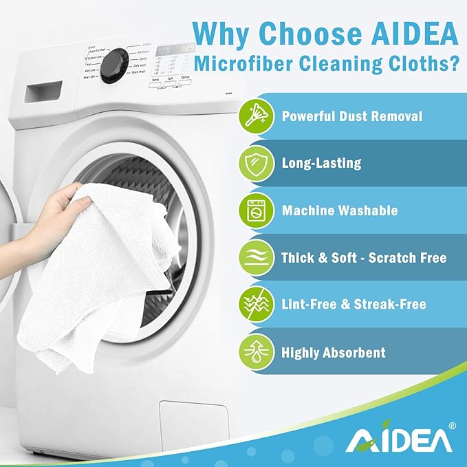 AIDEA Microfiber Cleaning Cloth-50PK, Soft Microfiber Towels