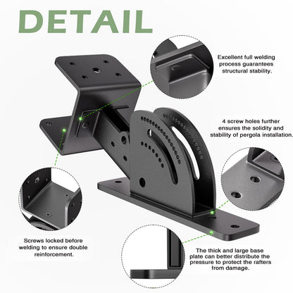 Patio Roof Riser Adjustable & Anchored Angle Pergola Roof Riser Heavy Duty Stainless Steel Roof Mount Brackets Support for 4x4/4x6 Lumber (3Pack)(Patent Pending)
