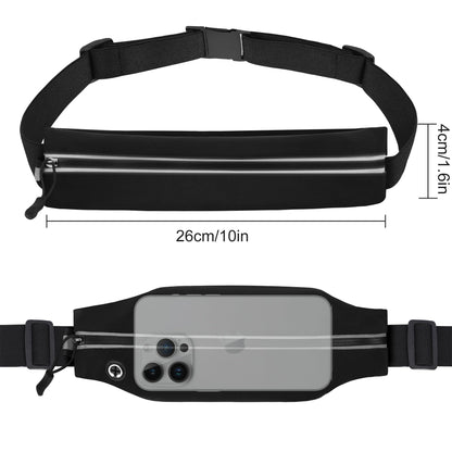 Jealkip Running Belt Fanny Pack for Men and Women Slim Running Bag Phone Holder Runner Money Belt Running Essentials Workout Fitness Black
