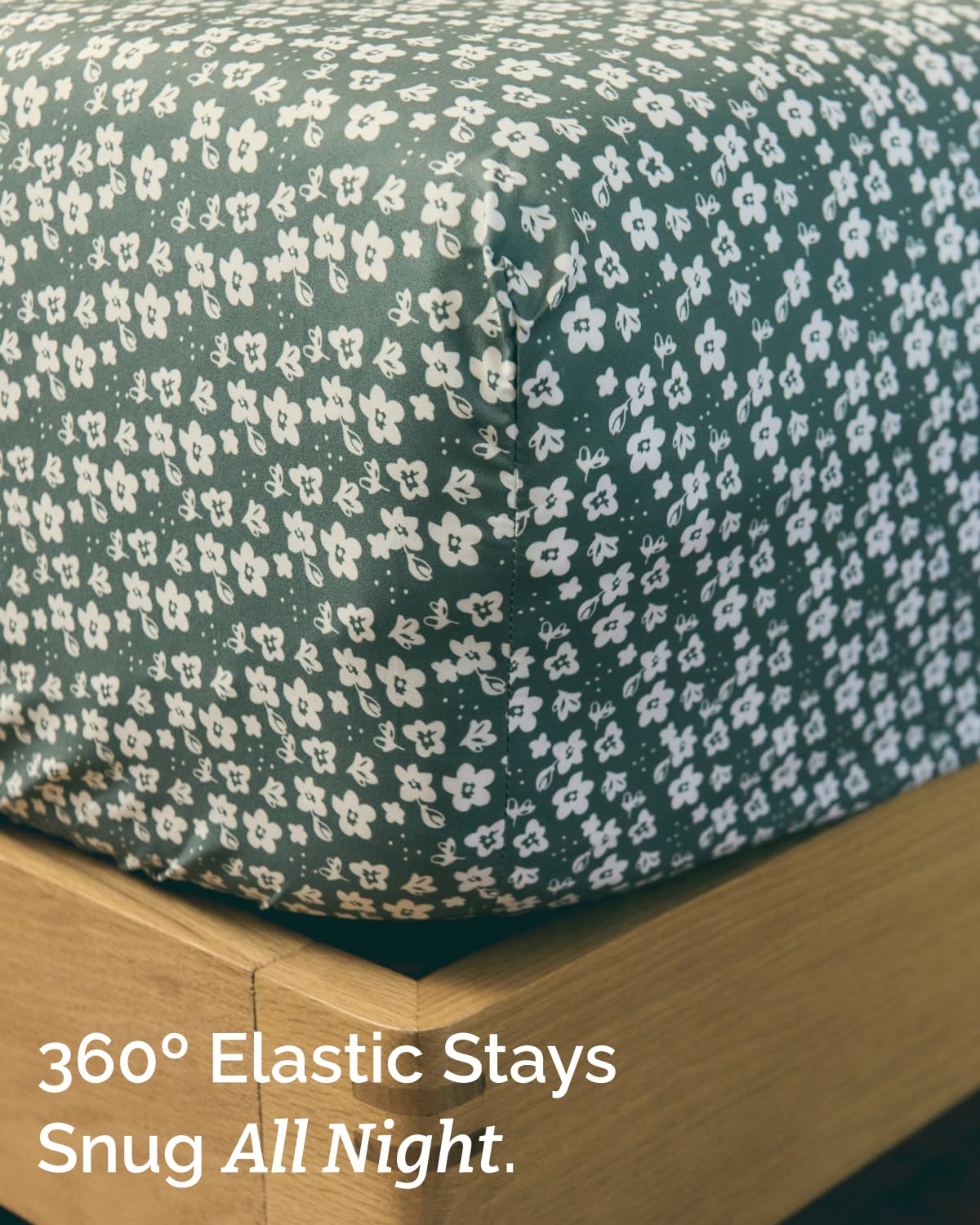 Floral Sheets - Green Floral Bed Sheet Set - 1 Flat, 1 Fitted & 1 Pillowcase w/ Deep Pockets - Comfy, Wrinkle & Fade-Free - Boho Botanical Bedding - Ultra-Soft, Breathable and Cooling - Twin Size Set