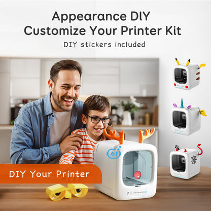 AOSEED AI-Powered 3D Printer for Kids, 3D Printer with 8 PLA Filament Set, AI Design App, Huge Toy Library, Up to 400mm/s Faster Speed, W/ 16+ Mini 3D Design Module, App Control, X-Maker Joy AI+