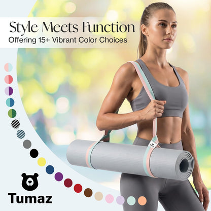Tumaz Yoga Mat Strap (2 Sizes) with Extra Thick & Comfy Delicate Texture, Adjustable Yoga Mat Carrier