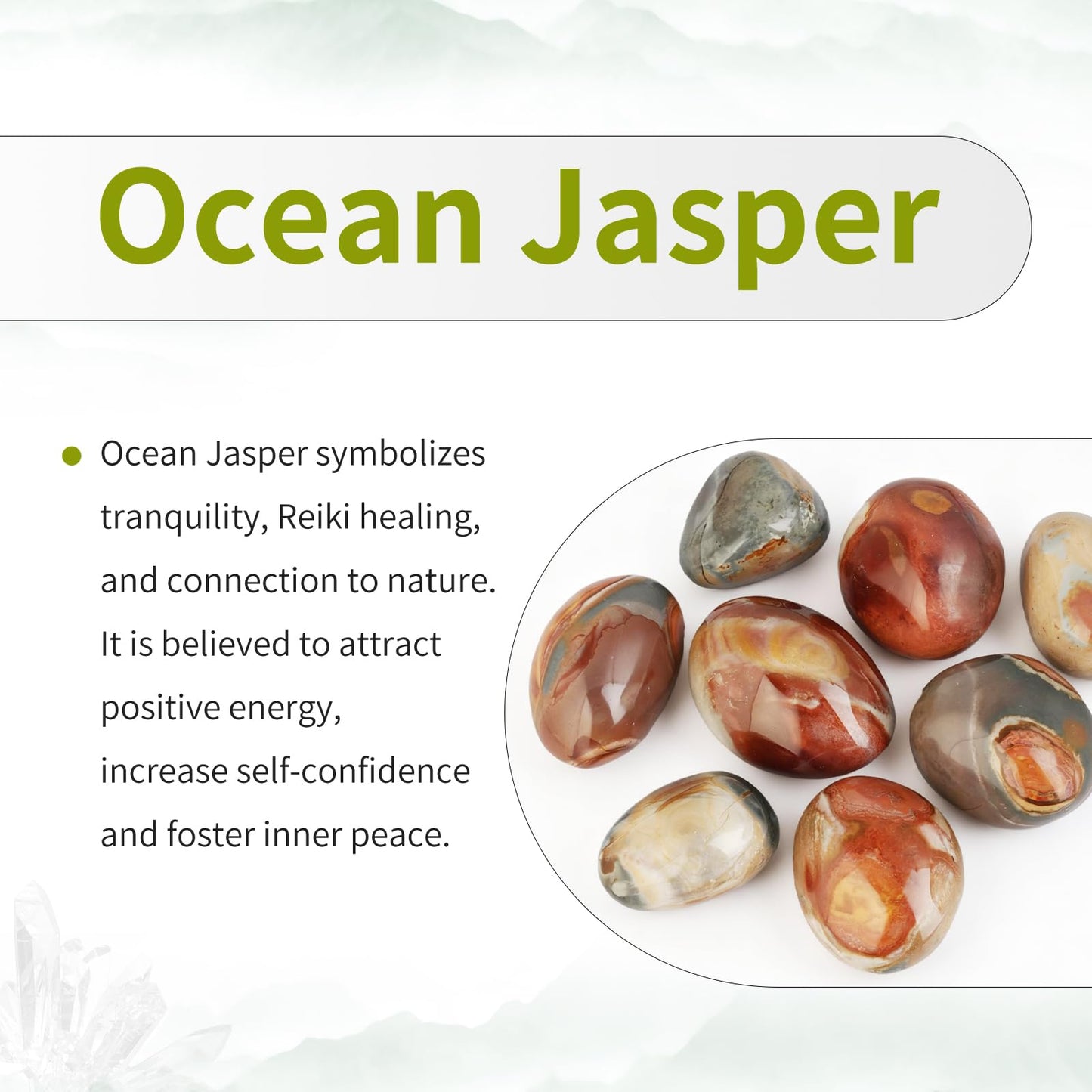 TUMBEELLUWA Ocean Jasper Crystal Obelisk Tower for Shelf Desk Decor, Flame Shaped Crystals and Healing Stones for Positive Energy 0.44-0.66 LBS