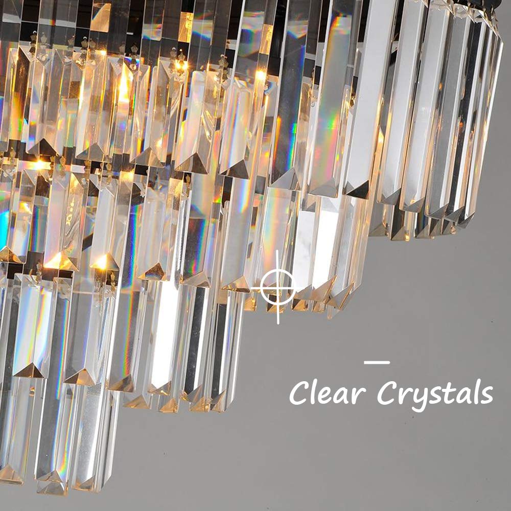 ANTILISHA Crystal Chandelier Lighting Pendant Ceiling Modern Chandeliers Light Fixture for Dining Rooms Entryway Living Room Fringe Raindrop Round Hanging Style