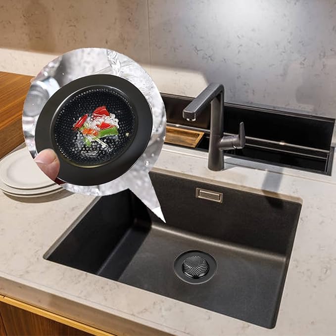 2 Pcs Black Stainless Steel Mesh Sink Drain Strainer, 2.16" Top/1.29" Kitchen
