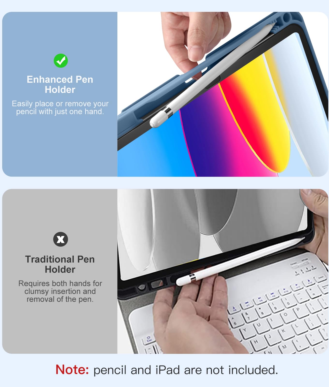 Vobafe Keyboard Case for iPad A16 11th Generation 2025/10th Generation 2022(11/10.9 inch), 7 Colors Backlit Detachable Folio Keyboard Cover with Pencil Holder for iPad 11/10 Gen, UK Layout, Blue