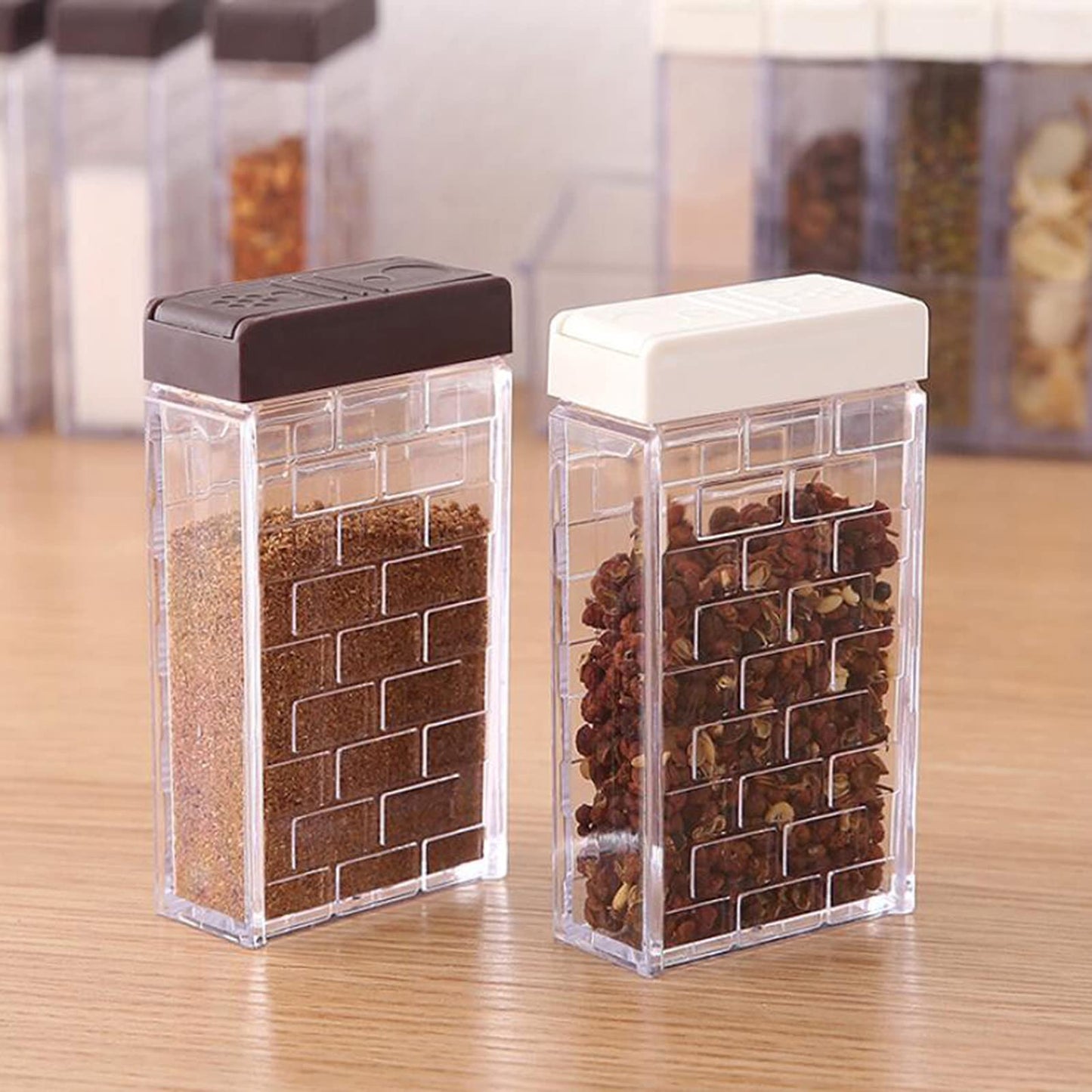 Dicanence 6 Case Spice Shaker Jars, Salt & Pepper Shaker Set, Transparent Condiment Jar Storage Box Set