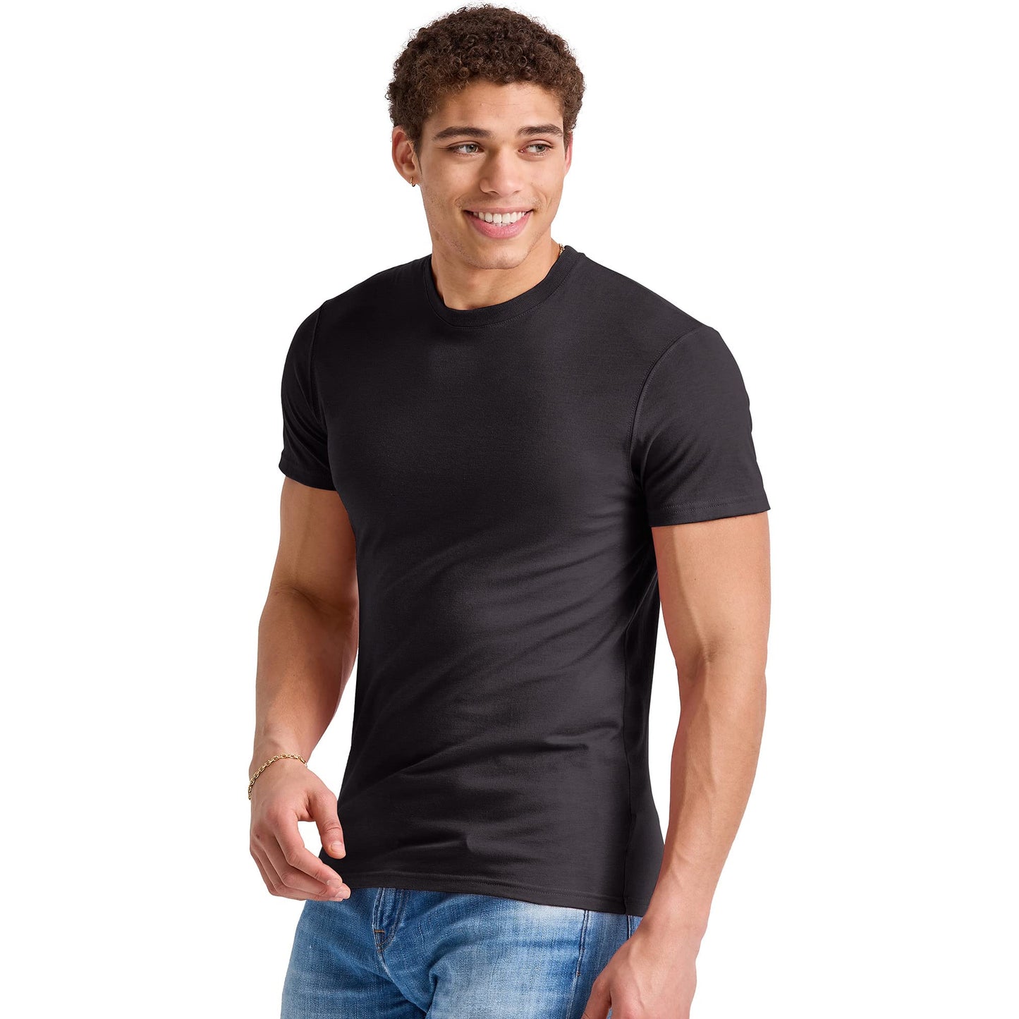 Hanes Comfortblend Standard Originals Lightweight, Crewneck T-Shirts for Men, Tri-Blend Tee, Tall Sizes, Black