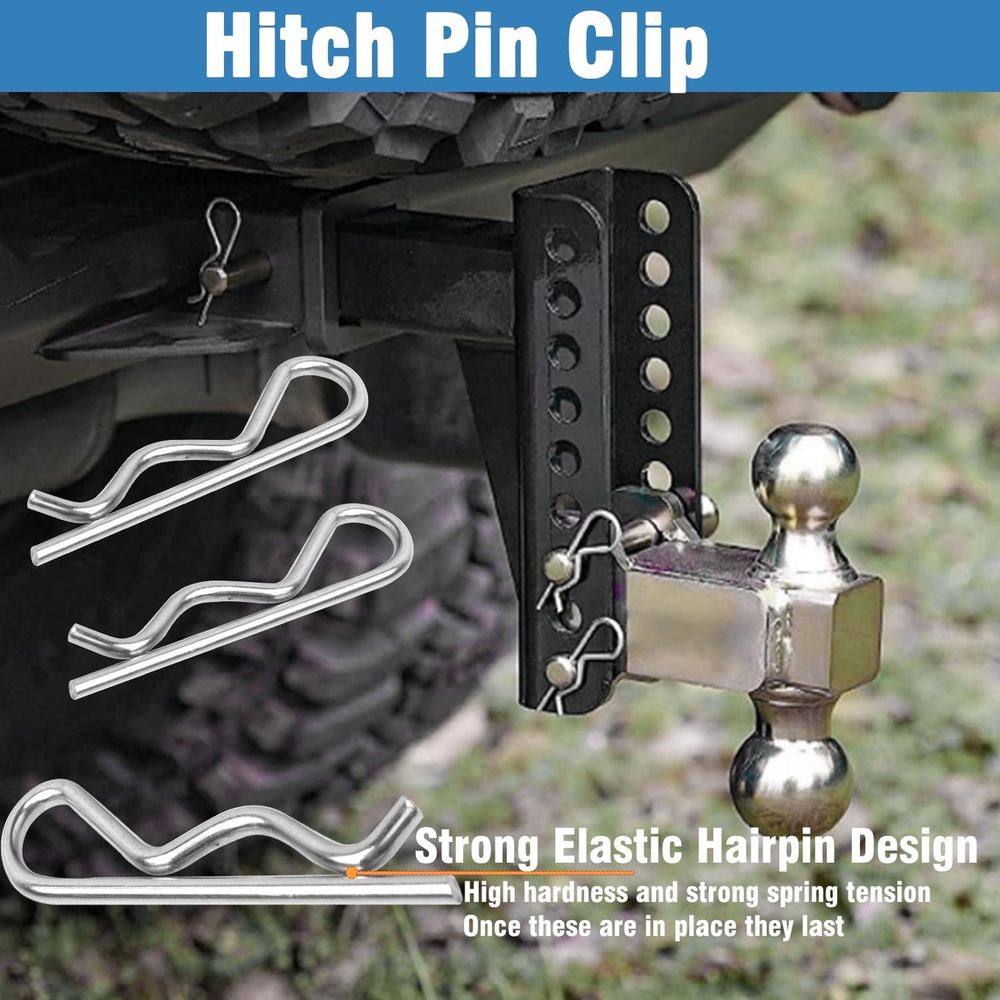 16 Pcs Heavy Duty Cotter Pins,Hitch Pins Clip R Clips Spring Retaining Wire Hair Pins Kotter Pin Strong Spring Tension Large Hardware Pins for Trailer Tractors Mower Carts Truck Pin Clip M3x60mm