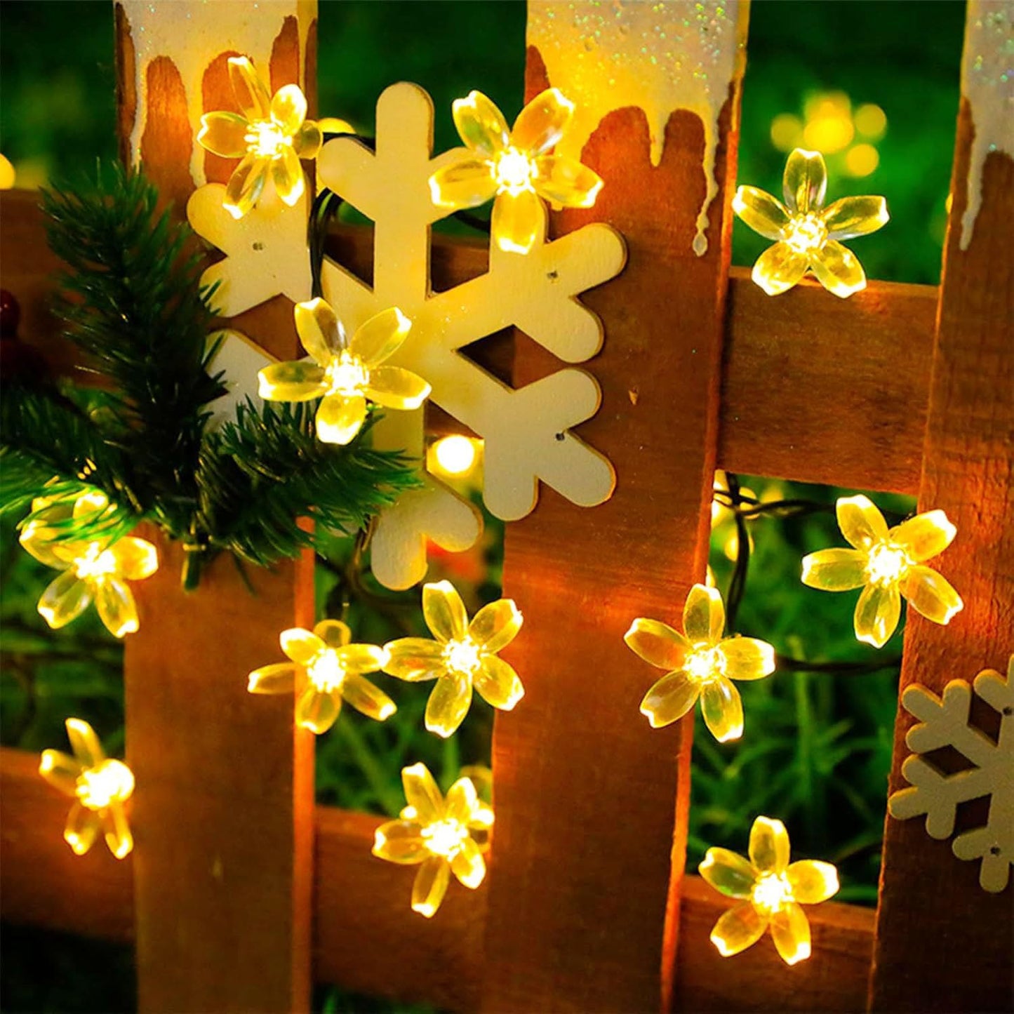 Fairy Flower String Lights Indoor Bedroom Decor, 33 ft 100 LED Artificial Cherry Blossom Lamp Indoor Outdoor Wall Window Garden Hanging Decorations for Christmas Wedding Birtday Party (Warm White)
