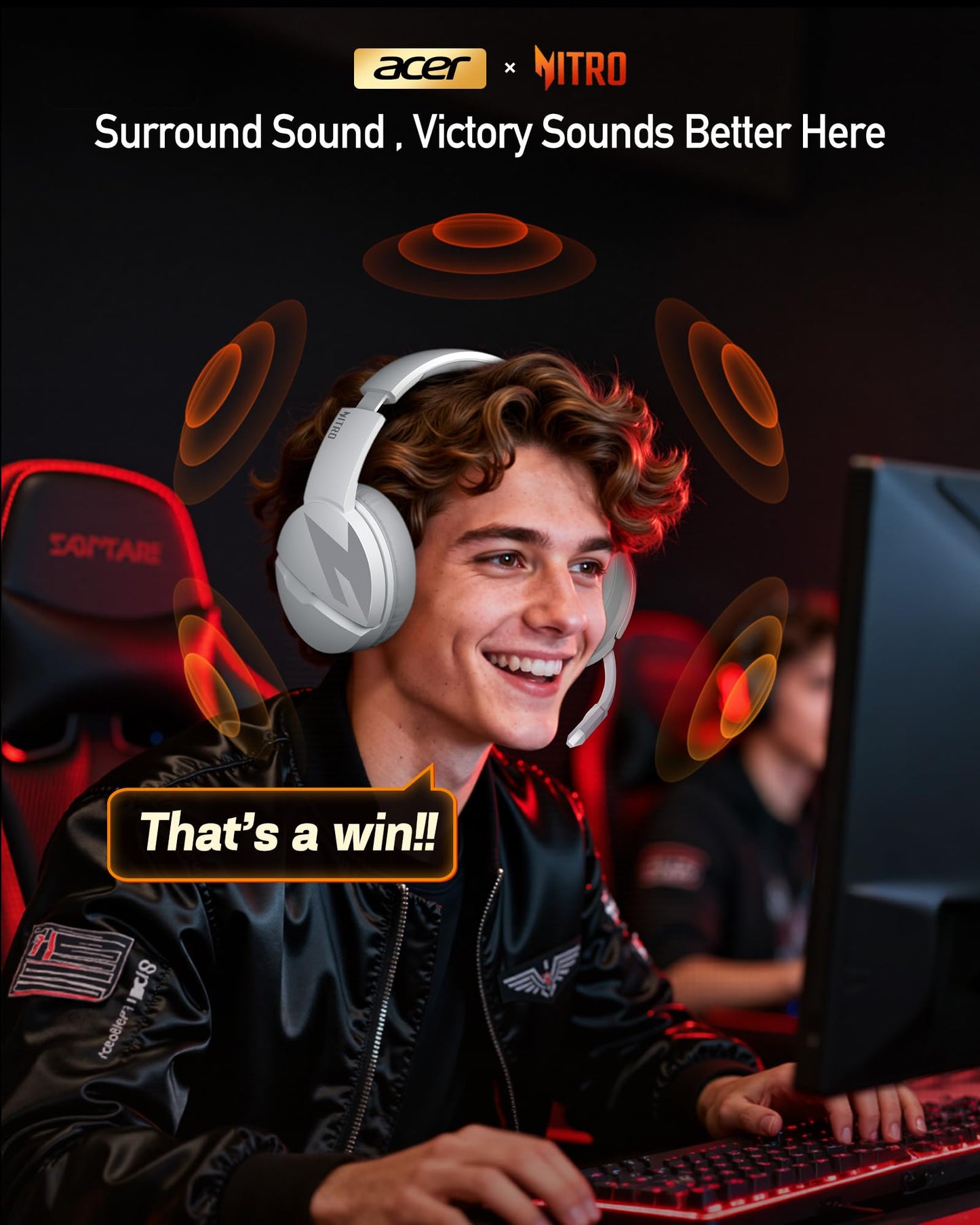 acer Wireless Gaming Headset, PS5 Headset with 2.4GHz for Ps5, Ps4, PC, Switch, Bluetooth 5.3 + 100Hrs Gaming Headphones with Noise Canceling Mic for Laptop, Mobile, Mac, 50mm Drivers (White)