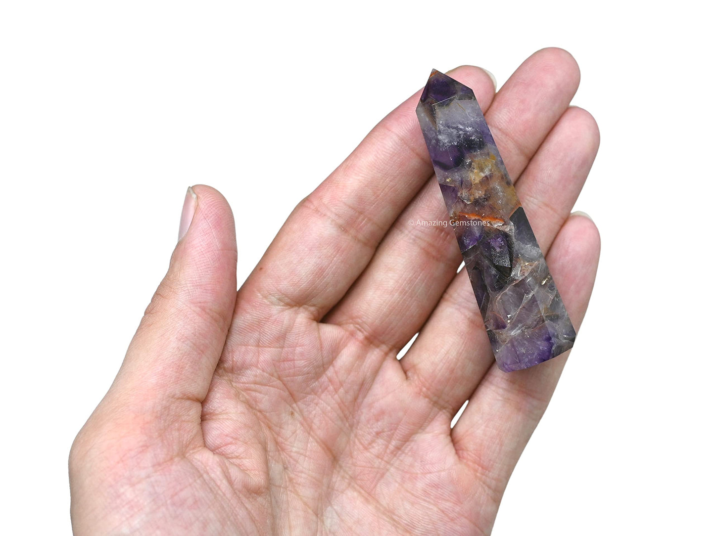 Amazing Gemstone Amethyst Chevron Crystal Towers ~ Natural Healing Crystal Point Obelisk for Reiki Healing and Crystal Grid (2" to 3" Inch)
