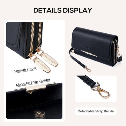 Roulens Small Crossbody Phone Bag for Women,PU Leather Mobile Phone Bags Card Holder Purse and Handbags,Shoulder Bag with Adjustable Strap