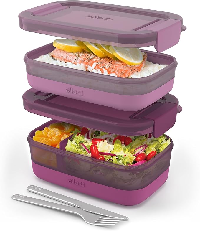 Ello 2-Pack Lunch Stack Plastic Food Storage Container Bento Box