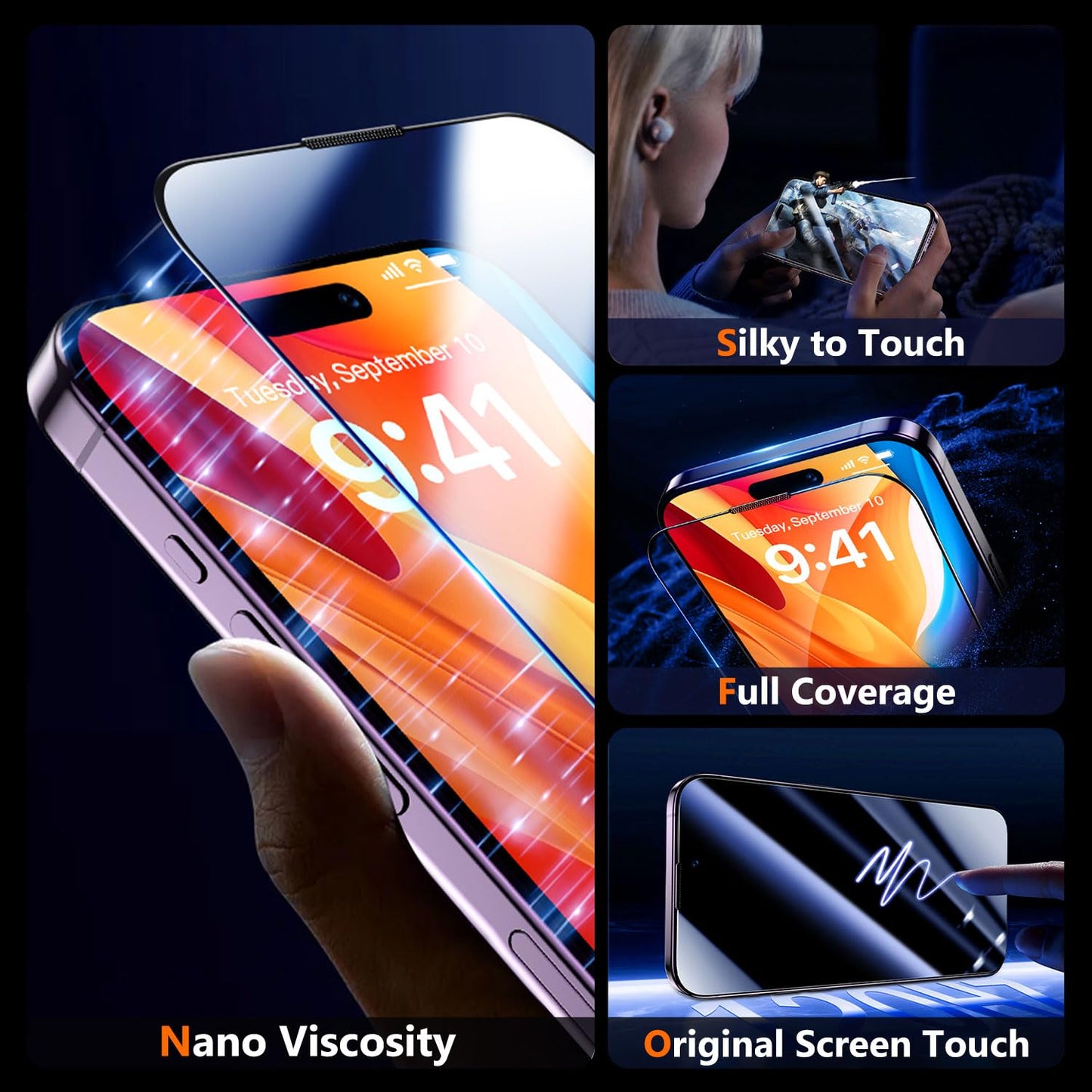 UniqueMe for iPhone 16 Pro Screen Protector - [Military Grade Shatterproof & 9H+ Hardness] Screen Protector 16 Pro Tempered Glass Full Coverage Protection, Easy Installation, 2 Packs