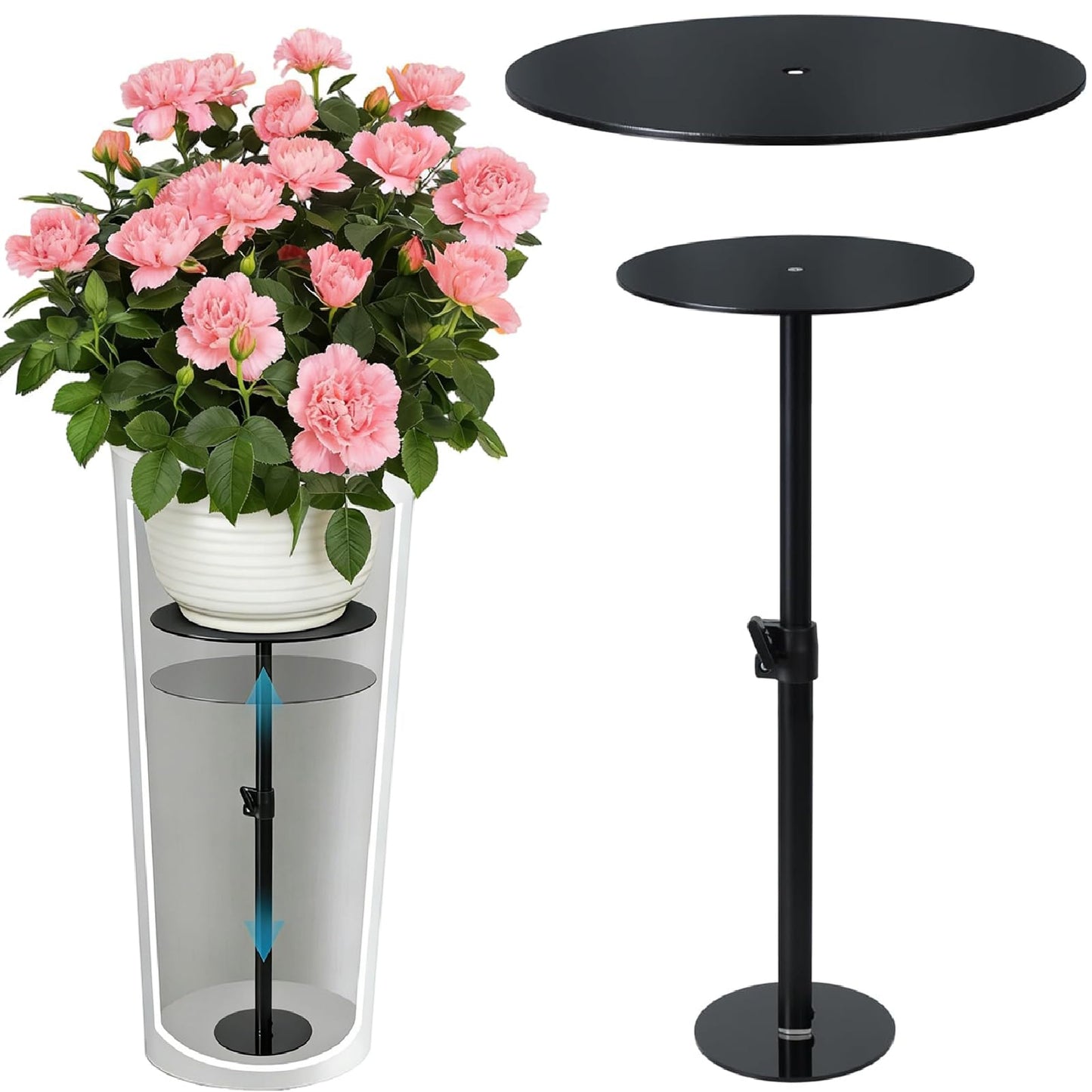 Funvalley Surperfect Adjustable Plant Riser for Inside Pots - 9.5-20.5" Lift Kit Planter Insert, Plant Lift Inserts Pot Risers for Indoor Outdoor Tall Taper Planter Container