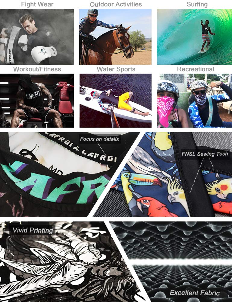 LAFROI Men's Long Sleeve UPF 50+ Baselayer Skins Performance Fit Compression Rash Guard-CLYYB Asym Dragon Size MD