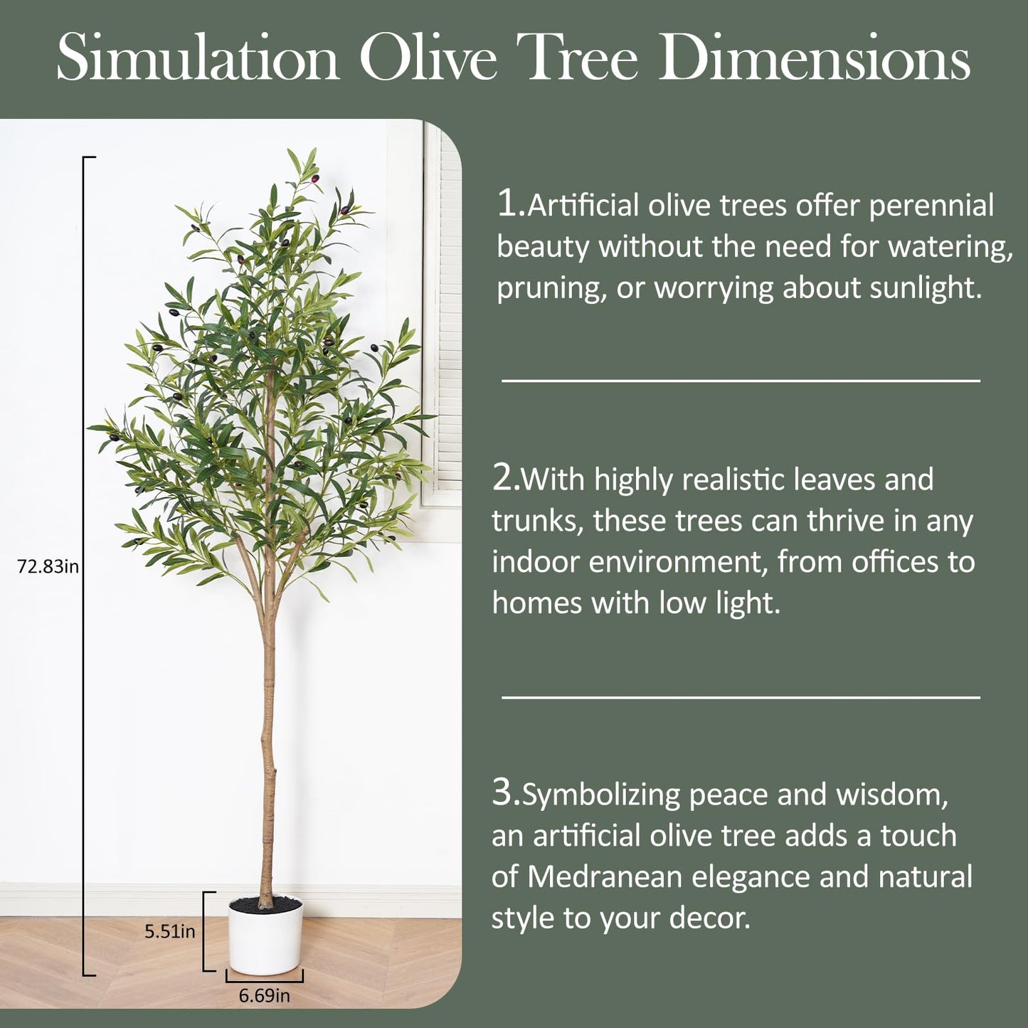 Sillaff Olive Tree 6FT Fake Tree Faux Plants Indoor with Pot Artificial Tree Nearly Natural Olive Branches and Fruits for Living Room Home Office Decorations