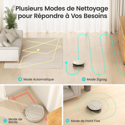 Lefant M210 Pro Robot Vacuum, Slim Quiet, 3 Adjustable Suction Levels, 6 Modes, Robot Vacuum Cleaner for Pet Hair, Hard Floors & Low Carpets, Self-Charging, WiFi/App/Alexa Control, Gray