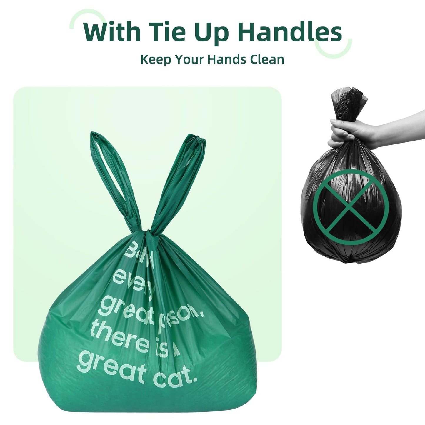125 Count Cat Poop Bags with Handles, Disposable Litter Bags for Pet Poop, Extra-Thick Kitty Cat Waste Bags Easy Tie Leak-Proof Strengthen Unscented (Made of 70% Recycled Plastic)