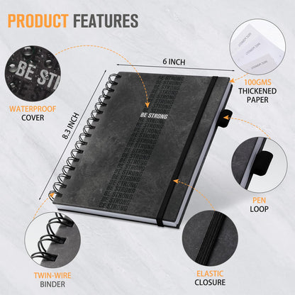 Workout Journal for Men & Women, Workout Planner with Monthly Calendar, ( 8.3" x 6") Grayish-black Texture Hardcover Workout Log Book Track Training, Diet, Progress, Achieve Wellness Goals, Perfect for Fitness Enthusiast