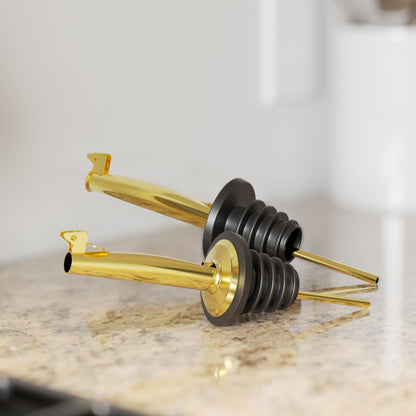 Kitchen Cooking Oil Dispenser Set, Olive Oil & Vinegar Bottles, Soy Sauce Dispenser - 4 Pieces, Gold, Elegant Book Design, Durable, Leak-Proof, Easy-Pour Spouts, Perfect for Kitchen, Dining Table