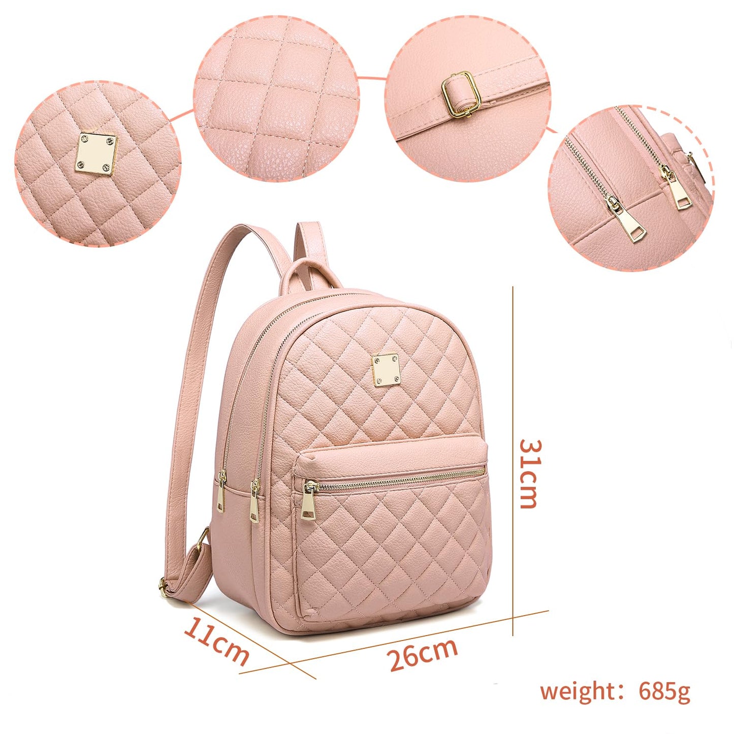 Myhozee Backpack Womens Fashion Leather PU Rucksack Lightweight Daypack School Bag Travel Small Backpack Handbag for Ladies & Girls(Black)