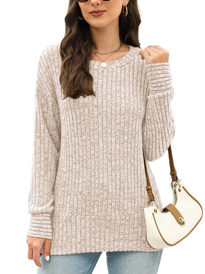 JomeDesign Sweaters for Women Long Sleeve Shirts Crew Neck Sweatshirt Lightweight Casual Tunic Tops