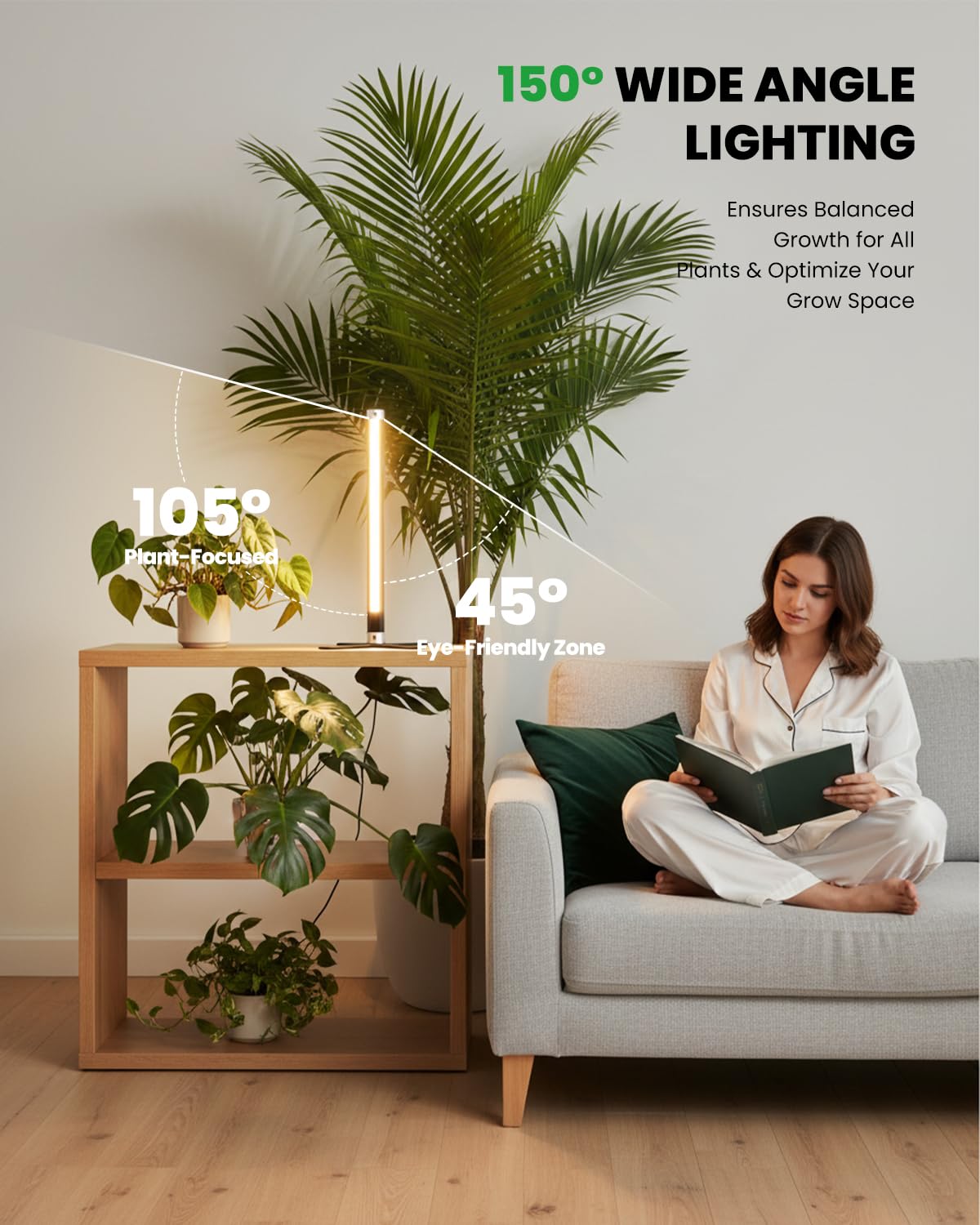 SJZX Grow Light for Indoor Plants, 40 LEDs Full Spectrum Plant Light Stand with Timer, High PPFD Grow Light, 1.2ft Vertical Standing/Hanging Indoor Plant Light for Small Plant Herbs in Home & Office