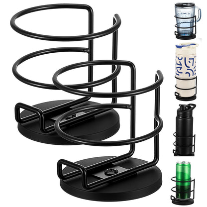2 Pack Magnetic Cup Holder, Heavy Duty Metal Drink Holder, 3.46 inch/8.8 cm Strong Magnetic Base, Magnet Cup Caddy for Refrigerator Treadmill Truck Boat Bus Car