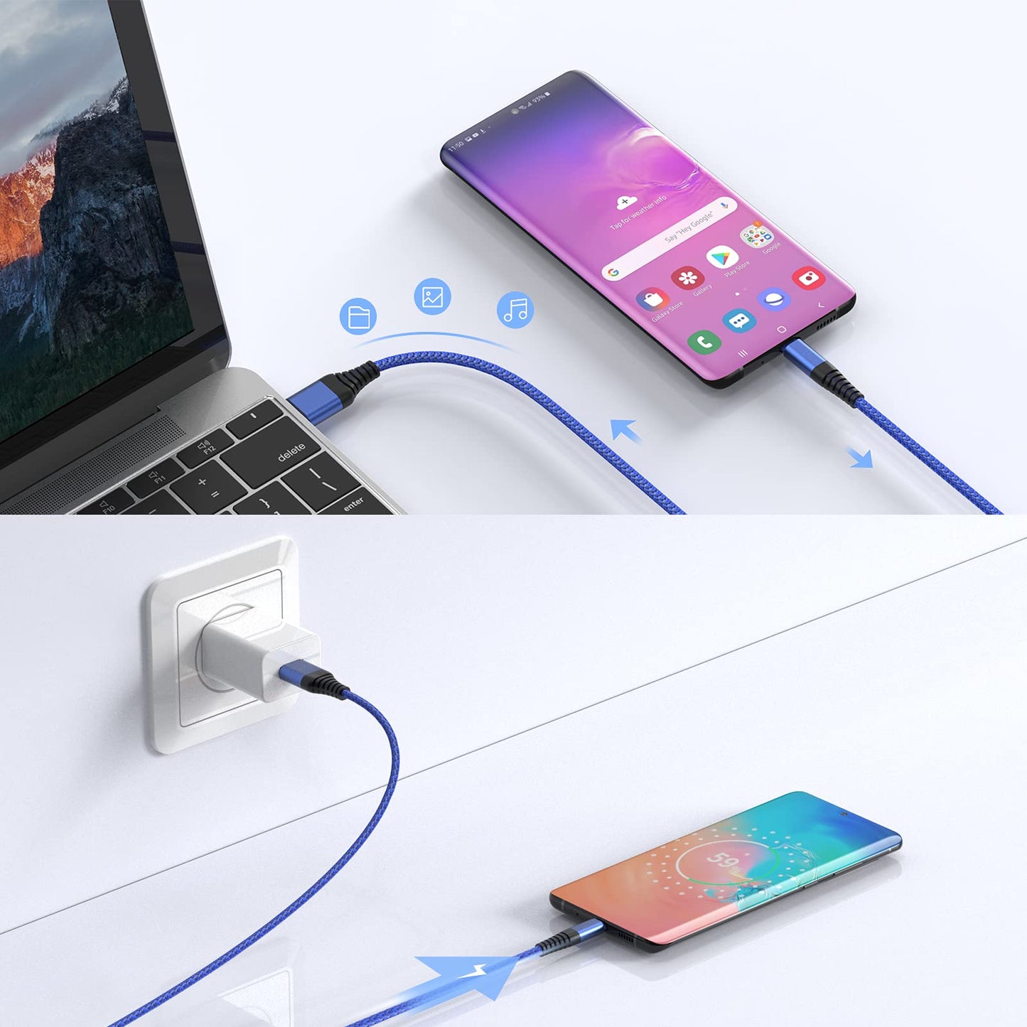 USB C Charger Cable,3Pack 1M Type C Charger Fast Charging USB to USB C Cable Compatible with iPhone 15,Samsung Galaxy S23/S22/S21/S20,Note 10/9/8,Huawei,HTC,LG,Moto,Google Pixel,Etc