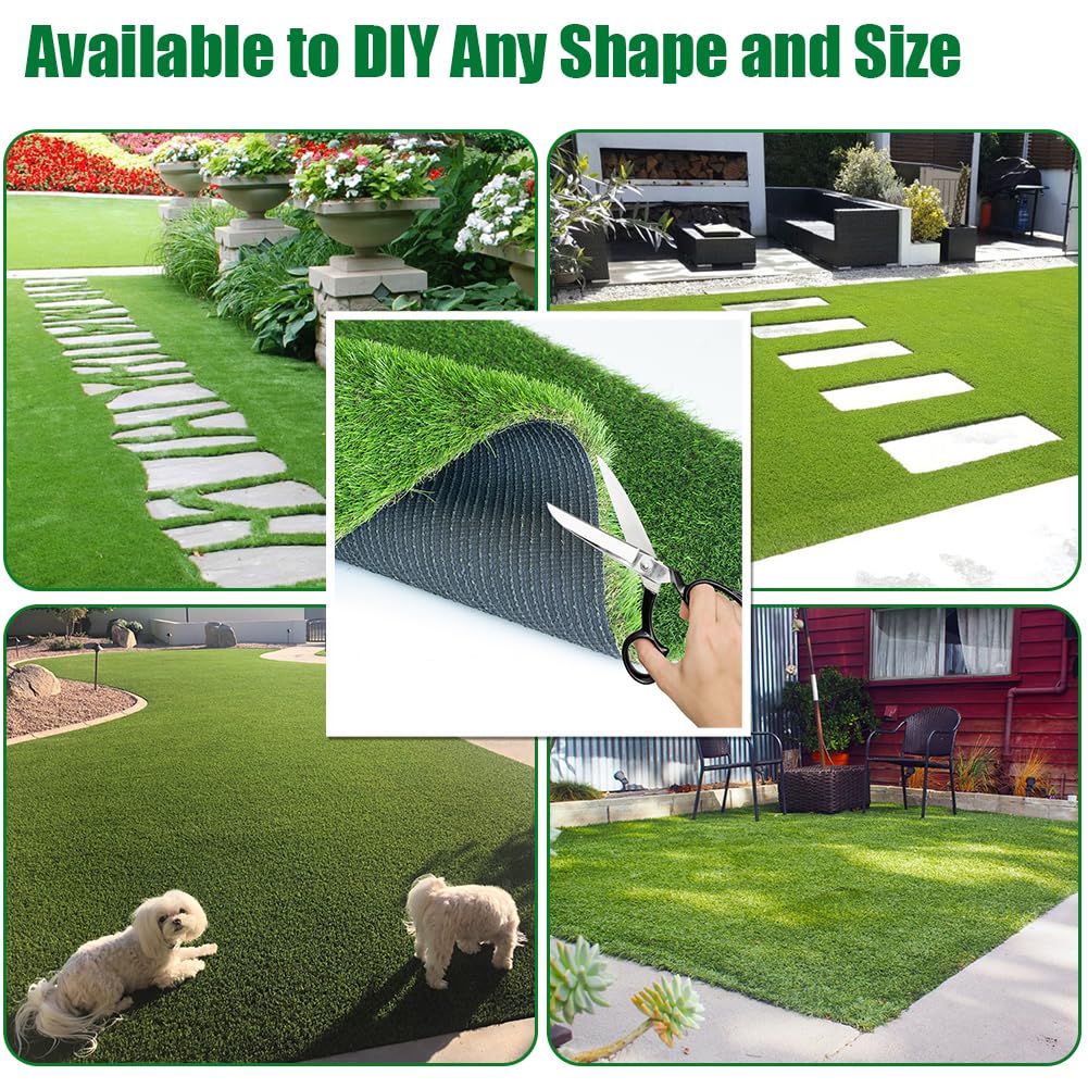 SUWUYUE Artificial Grass Turf Outdoor, 1.77" Extra Thick 6FT x 15FT Fake Realistic Pet Poppy Grass Rug Synthetic Lawn Carpet, Astroturf Faux Indoor Landscape for Patio, Garden, Yard, Balcony