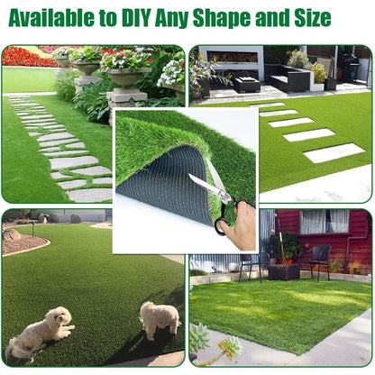 SUWUYUE Artificial Grass Turf Outdoor, 1.77" Extra Thick 6FT x 15FT Fake Realistic Pet Poppy Grass Rug Synthetic Lawn Carpet, Astroturf Faux Indoor Landscape for Patio, Garden, Yard, Balcony