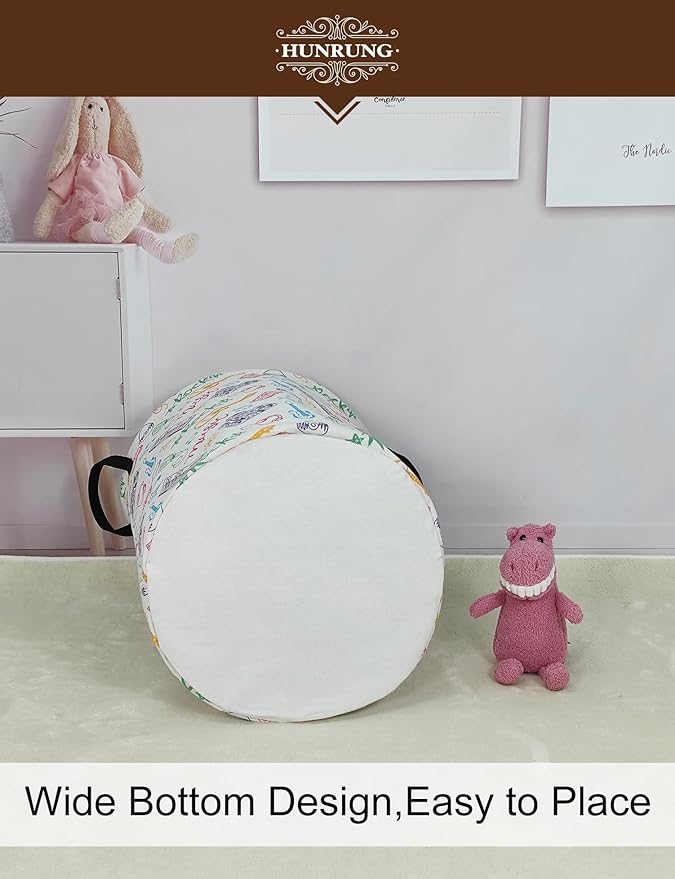 HUNRUNG Laundry Hamper, Large Canvas Fabric Lightweight Storage Basket Toy