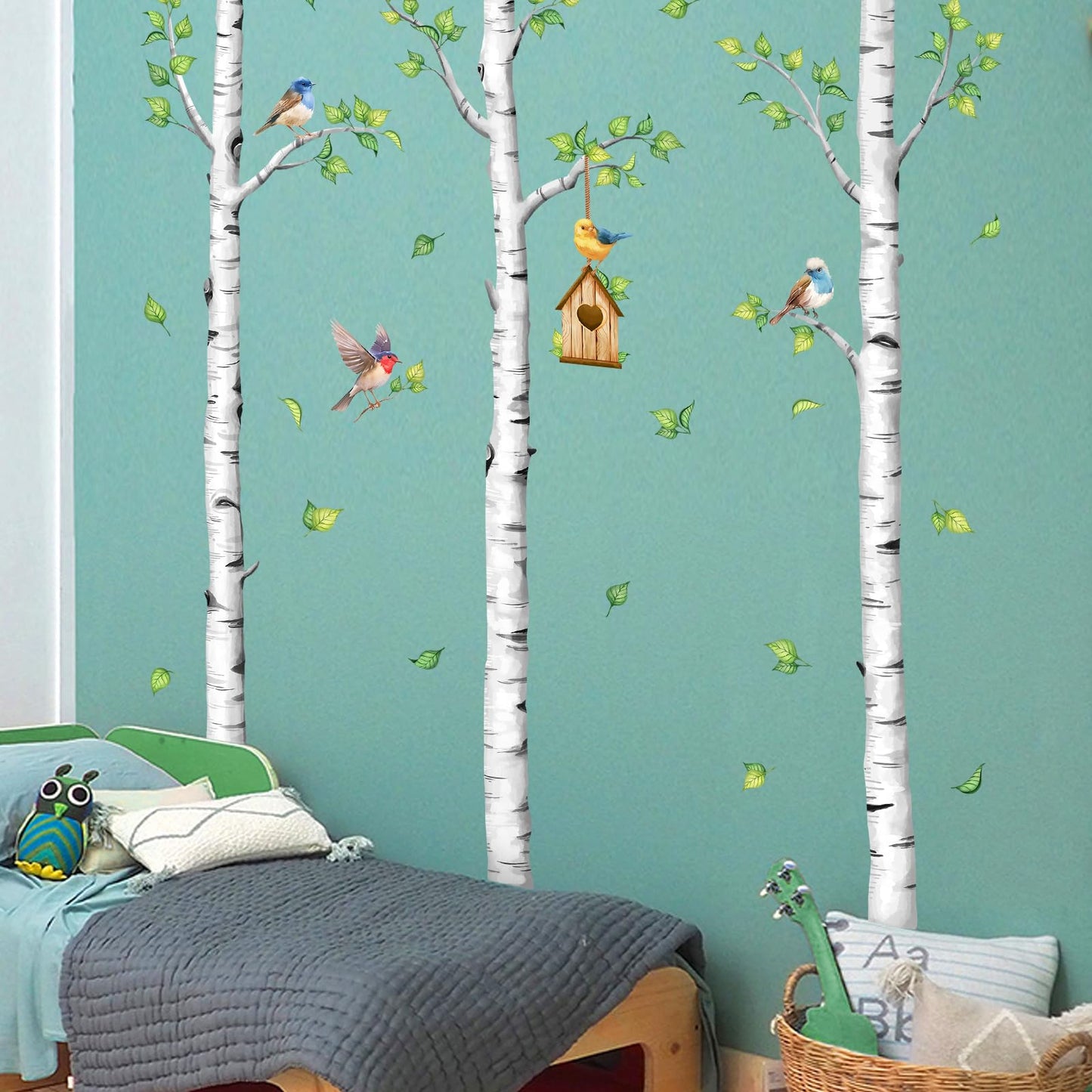 Large Birch Tree Wall Decals, White Realistic Tree Wall Stickers Peel and Stick Wall Decal Waterproof Wall Art Sticker for Aisle Bedroom Office Sofa TV Backdrop Home Decor (H: 67.3 in)