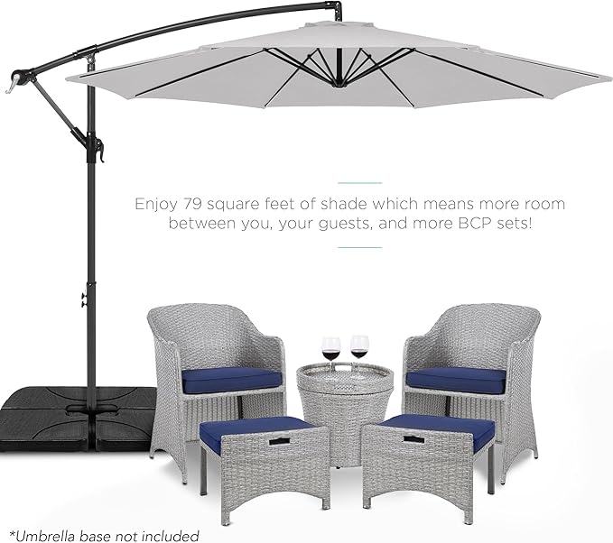 Best Choice Products 10ft Offset Cantilever Hanging Market Patio Umbrella, 8 Sturdy Ribs, Easy Adjustment - Fog Gray