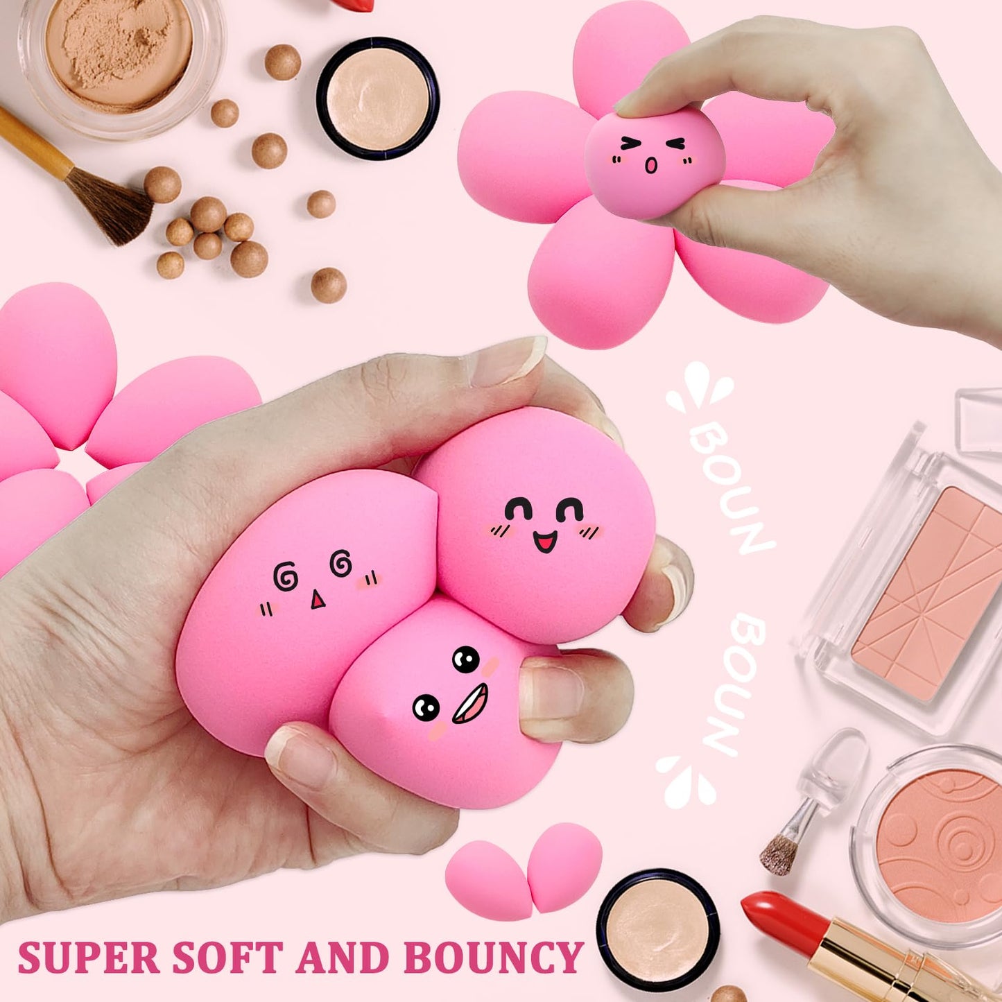 12 Pieces Professional Makeup Sponge Set,Latex Free Flawless Soft Setting Face Puffs,Multicolor Beauty Sponge Blender Cosmetic Applicator for Powder,Liquid,Facial Makeup Tools