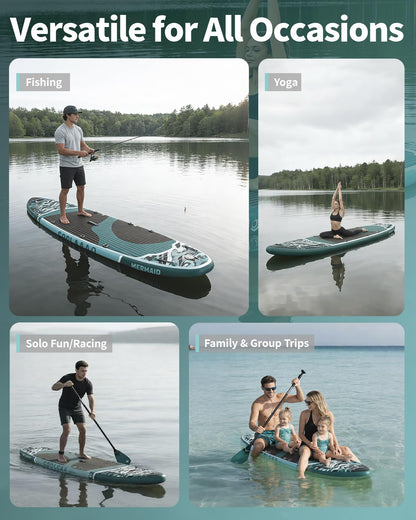 COOLCAA Mermaid 11'6" Inflatable Stand-Up Paddle Board, 490Lbs Capacity SUP Board with 34'' Extra Wide, Fishing Paddleboard with Accessories & Bag for Adults Youth (Phantom Stream)