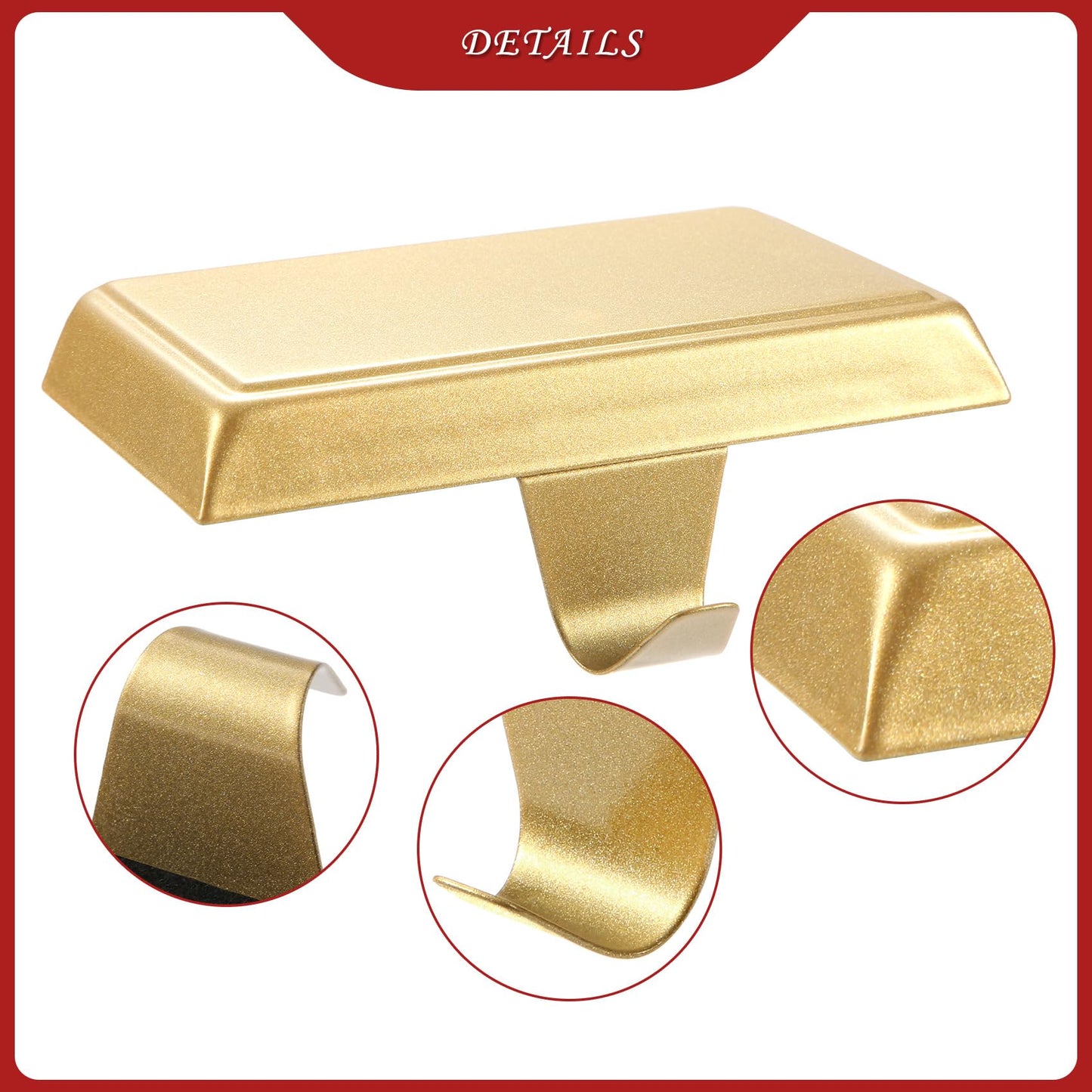 Sunshane 6 Pieces Christmas Stocking Holders Mantel Stocking Hanger Hooks Fireplace Mantle Metal Hang Bases for Xmas Party Decorations (Gold)