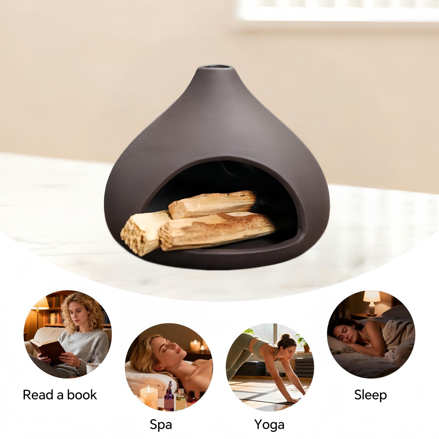 Palo Santo Holder, A Mini Chimney for Burning Palo Santo Sticks and Sage, Chimeneas Incense Holder, Cone Burner Smudge Bowls for Yoga and Meditation Rooms, Incense Bowls