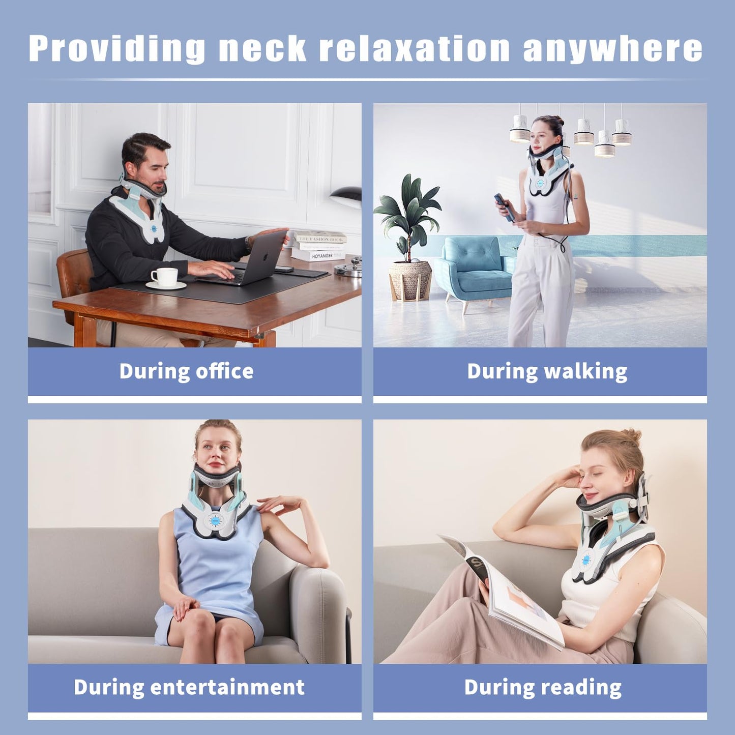 Twinklepoch Cervical Neck Traction Device, Electric Air Pump Cervical Traction Device with 3 Power Traction and 8 Built-in Airbag Support, Neck Pain Relief and Relaxation