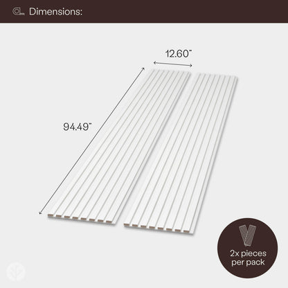 WVH Slatpanel White & Felt – Acoustic 3D Textured Wood Panels for Walls & Ceilings | Decorative Panels for Homes, Offices & Studios | 2 x-94.49” x 12.6” | Veneer, MDF, Felt