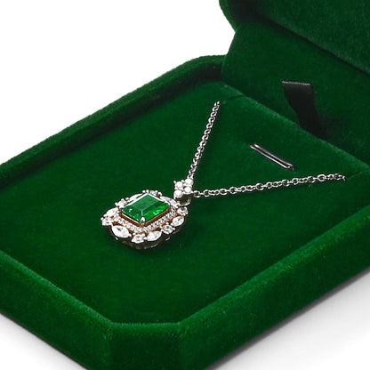 Woodten Green Small Necklace Box Velvet Jewelry Gift Box for Pendant Necklace Octagonal Jewelry Pendant Gift Box